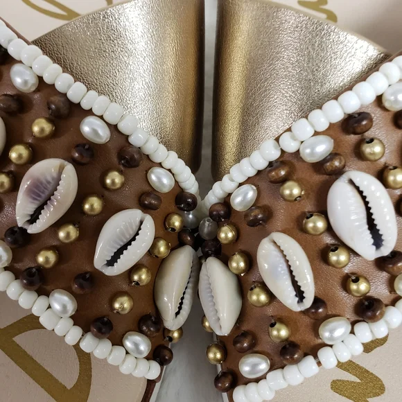 Sam Edelman Audrea Seashell  Beaded Slides Sandals 6.5 - Picture 9 of 9